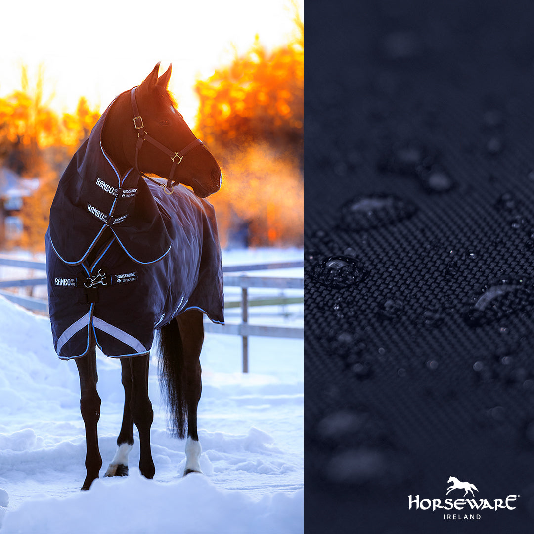 Horseware Rambo Duo Plus 1000D Ballistic Nylon, Turnout 100g , inkl. hals og 300g liner - Regndækken / Overgangsdækken / Vinterdækken