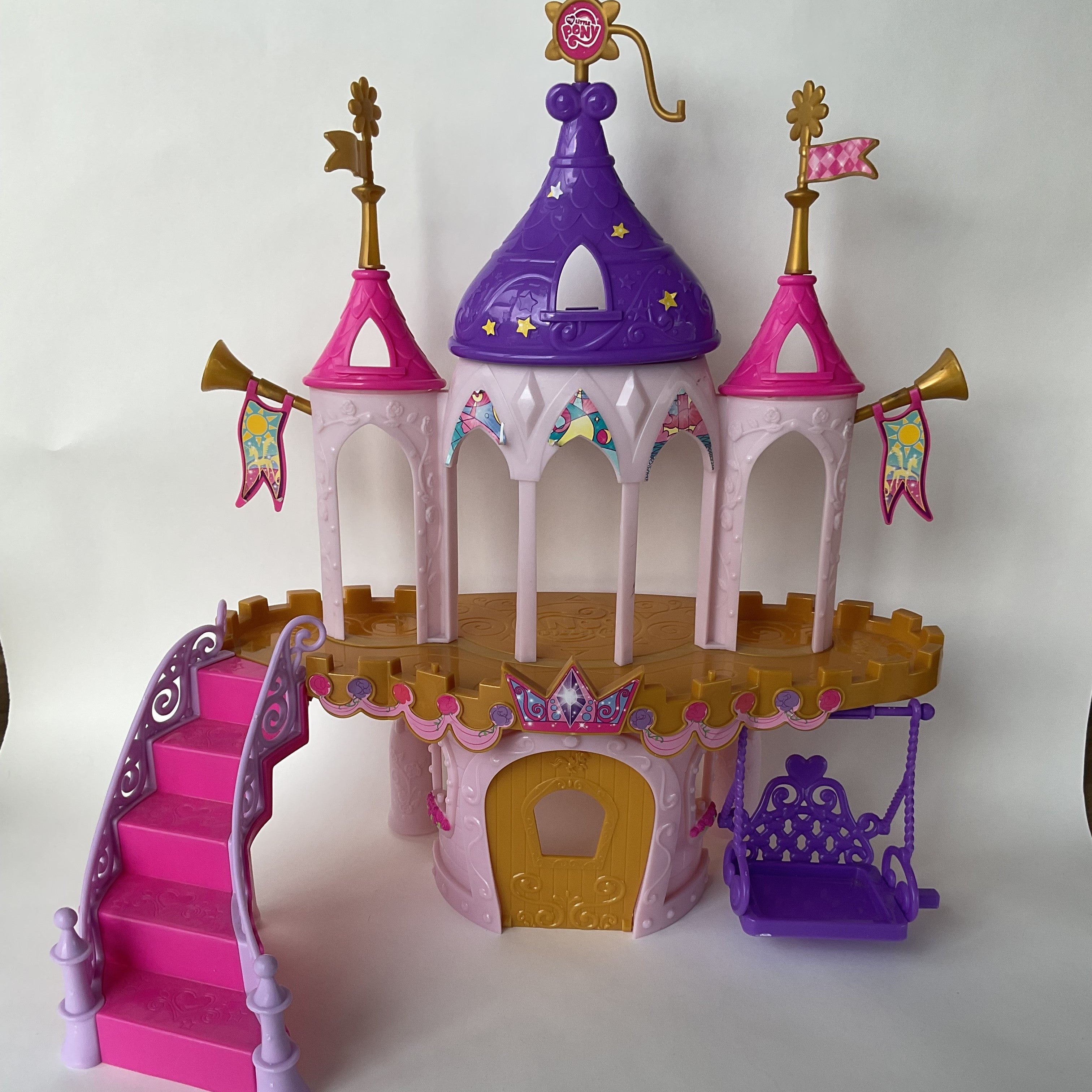 My Little Pony slot med trappe og gynge – pink/lilla – ca. 45 x 40 cm