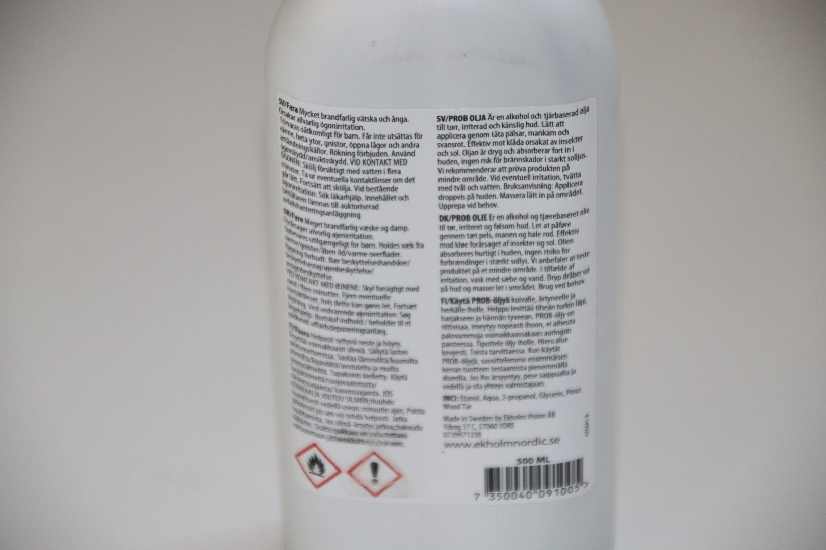 Ekholms Prob Oil – hudpleje / tjæreolie til hest – 500 ml
