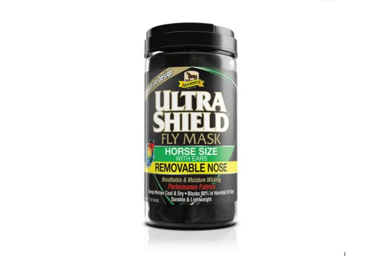 Absorbine UltraShield® Fly Mask. Fluemaske med ører & aftagelig mulebeskytter